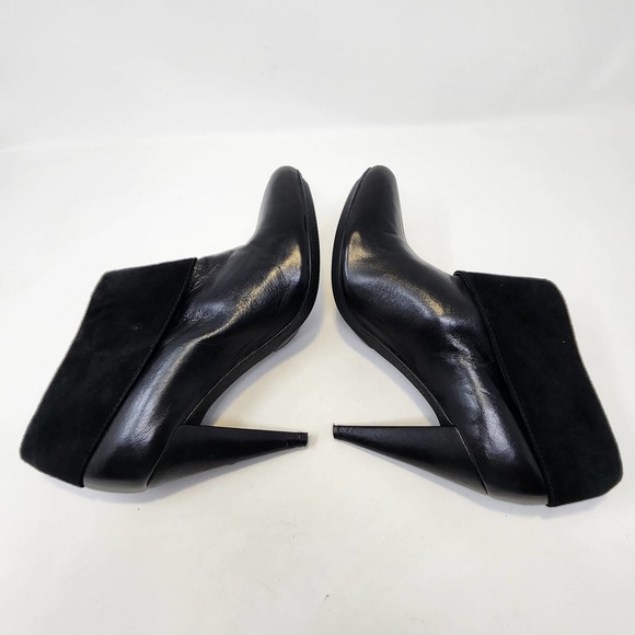 Coach Annika Heeled Ankle Booties Womens 7 B Black Leather Suede Fold Slip On - Picture 10 of 11